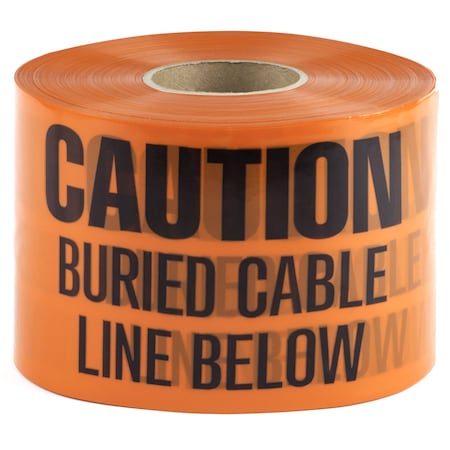 Dottie Underground Warning Tape, Caution Buried Cable Line Below, Orange, Polyethylene UT46D